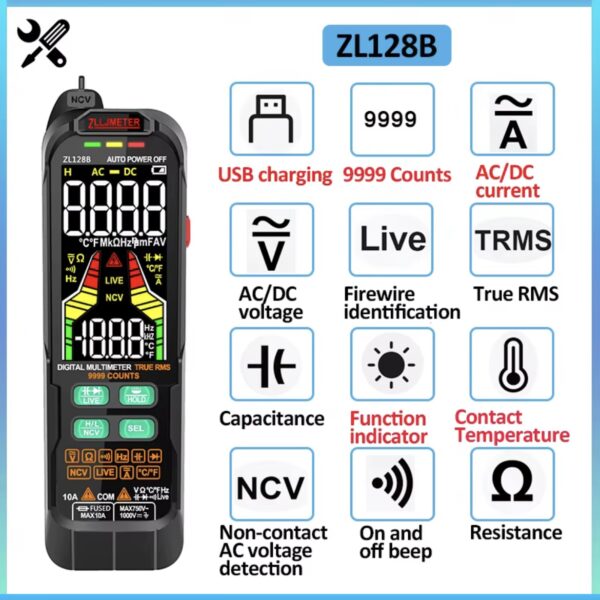 Multimètre Intelligent ZL128B – Complet, Compact et Rechargeable – Image 6