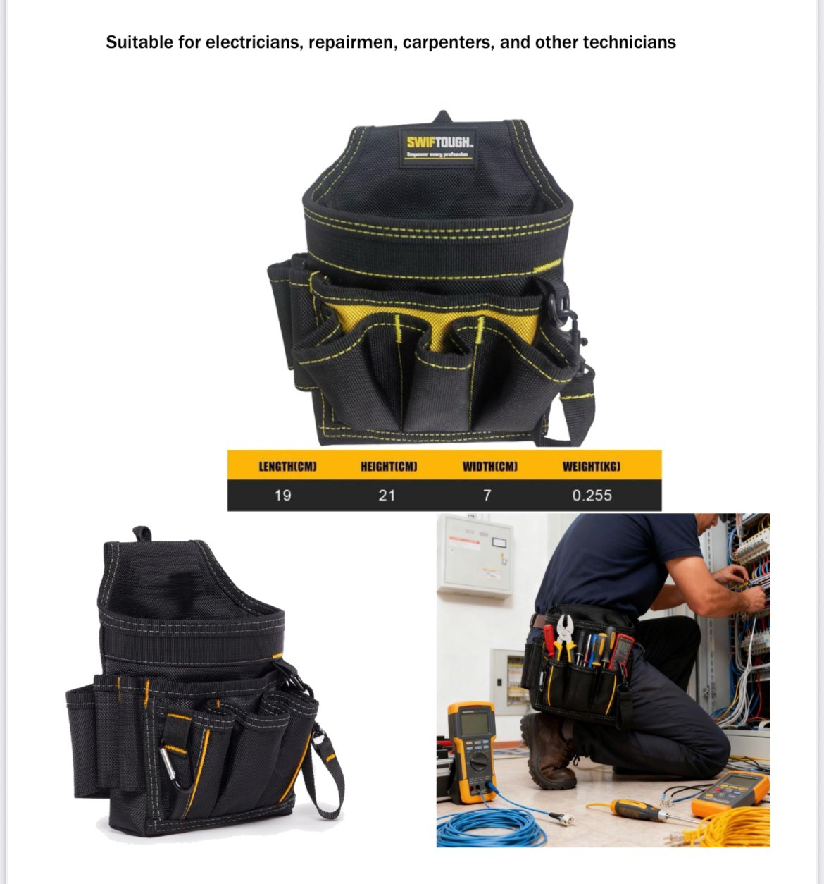 Sac à Outils de Ceinture pour Électricien – SWIFTTOUGH