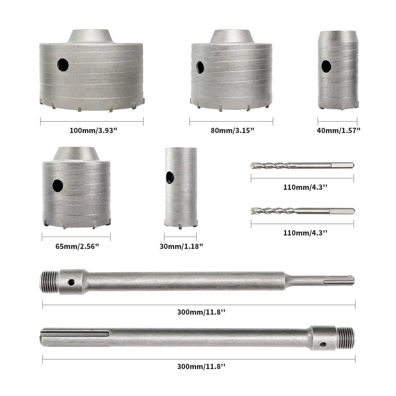 Coffret 5 Scies Cloches Béton 30–100 mm – Kit Perçage Béton – Image 3